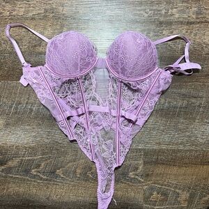 Victoria's Secret Lace Bodysuit in Light Purple